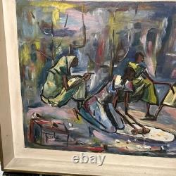 Huile Sur Panneau Contemporaine Ancienne Signée Signature À Déchiffrer, Abstrait