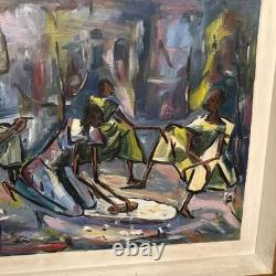 Huile Sur Panneau Contemporaine Ancienne Signée Signature À Déchiffrer, Abstrait