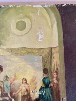 Huile Sur Toile Ancienne D'après Le Tableau De Diego Velasquez Les Fileuses