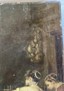 Huile Sur Toile Ancienne D'après Le Tableau De Diego Velasquez Les Fileuses