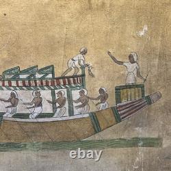 Huile Sur Toile Ancienne Représentant Une Scène Égyptienne