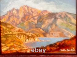 Huile Sur Toile Golf De Porto Corse Signe Andre Hardelin Ancien