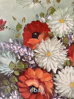 Huile Sur Toile Superbe Bouquet De Fleurs 50x61 Ancien signé Coplan