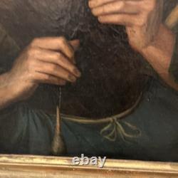 Huile Sur Toile XIX Ème s, Portrait De Vieille Femme Ancien