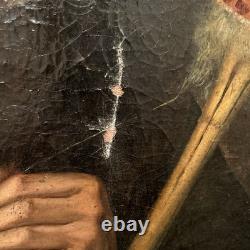 Huile Sur Toile XIX Ème s, Portrait De Vieille Femme Ancien