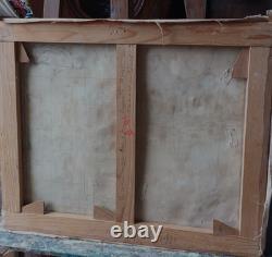 Huile ancienne paysage neige-vue de Lyon H. Bodin Avon début XX°