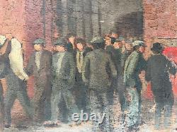 Huile sur Panneau Tableau Ancien Signé XXe 1936 Front Populaire