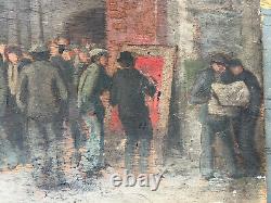 Huile sur Panneau Tableau Ancien Signé XXe 1936 Front Populaire