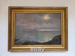 Huile sur carton paysage marin Belle île côte sauvage signé HSC tableau ancien