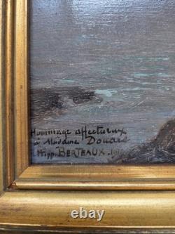 Huile sur carton paysage marin Belle île côte sauvage signé HSC tableau ancien