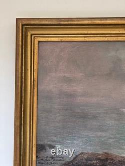 Huile sur carton paysage marin Belle île côte sauvage signé HSC tableau ancien