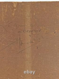 Huile sur carton paysage marin signé HSC Marine signé peinture tableau ancien