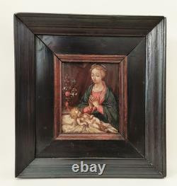 Huile sur cuivre Flandres fin 16e Vierge à l'Enfant tableaux ancien et rare