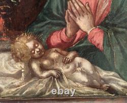 Huile sur cuivre Flandres fin 16e Vierge à l'Enfant tableaux ancien et rare