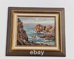 Huile sur panneau 1930 paysage marin île de Bréhat signé encadré tableau ancien