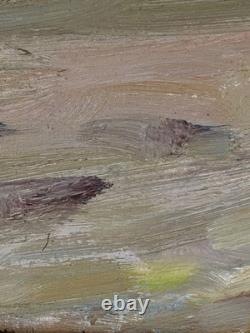 Huile sur panneau Primitif BONO signé Soir à Bernex Suisse ancien tableau