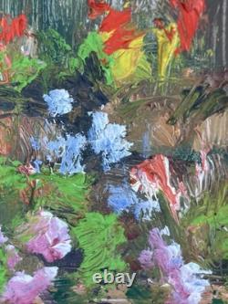 Huile sur panneau Primitif BONO signé Soir à Bernex Suisse ancien tableau