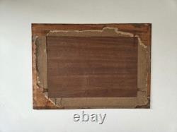 Huile sur panneau bois nature morte aux pêches signé tableau ancien antique