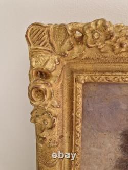 Huile sur toile 1906 paysage animé tableau ancien signé HST XIX tableau ancien