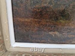 Huile sur toile Barbizon paysage de campagne cadre Montparnasse tableau ancien