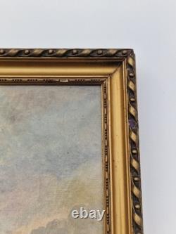 Huile sur toile XIXème Tableau ancien 8F paysage marin signé encadré marine