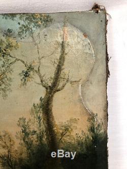 Huile sur toile XVIIIe, ancien haut de porte