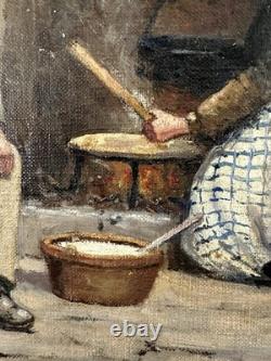 Huile sur toile ancienne École Bretonne XXe Finistère Côtes d'Armor Bretagne