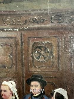 Huile sur toile ancienne École Bretonne XXe Finistère Côtes d'Armor Bretagne