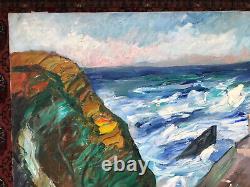 Huile sur toile ancienne. Nandor Vagh-Weinmann. Le fort de Socoa
