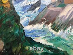 Huile sur toile ancienne. Nandor Vagh-Weinmann. Le fort de Socoa