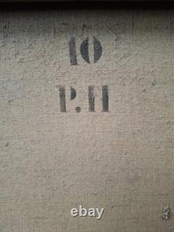 Huile sur toile ancienne Rose Signe grimaldi