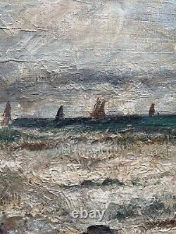 Huile sur toile ancienne bord de mer