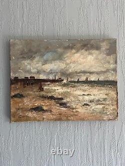 Huile sur toile ancienne bord de mer