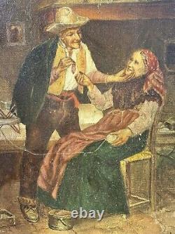 Huile sur toile ancienne, d'après Julius singer, début XXème, cadre XIXème doré