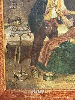 Huile sur toile ancienne, d'après Julius singer, début XXème, cadre XIXème doré