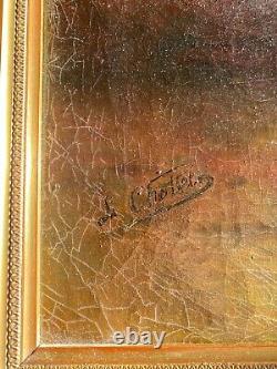 Huile sur toile, ancienne et signée XIXème, très joli cadre en bois doré