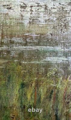 Huile sur toile marouflée signée E L'Huillier paysage Suisse Lancy cadre ancien