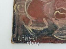 Huile sur toile nature morte cubisme signé à restaurer HST tableau ancien