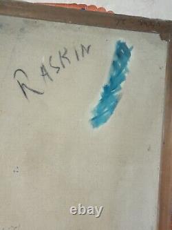 Huile sur toile portrait ancien de femme nu signé RASKIN