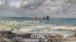 Jacques Petit (1925-2019) Tableau ancien signé huile Post Impressionniste Marine