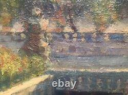 Jardin à la Française Huile sur toile ancienne. À Restaurer, signée