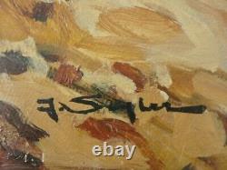 Julius Seyler Joli Et Grand Tableau Ancien Huile Sur Carton Ramasseurs Goemon