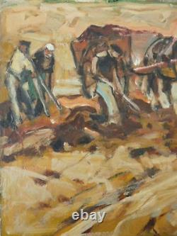 Julius Seyler Joli Et Grand Tableau Ancien Huile Sur Carton Ramasseurs Goemon