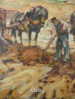 Julius Seyler Joli Et Grand Tableau Ancien Huile Sur Carton Ramasseurs Goemon