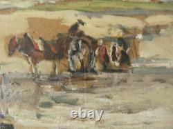 Julius Seyler Joli Et Grand Tableau Ancien Huile Sur Carton Ramasseurs Goemon
