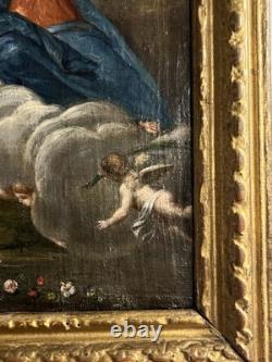 L'Assomption de la Vierge, Peinture Huile sur toile ancienne XVIIIe Siècle 18e