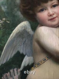 L'ange Henry Léon Jacquet(1856-1924) Superbe grande huile sur toile ancienne