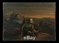 La Mort du soldat ancienne huile sur toile Empire Napoléon numéro de collection