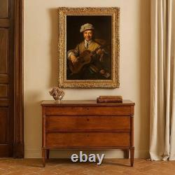 Le Guitariste Tableau Ancien Huile sur Toile Italie du XIXe Siècle Original