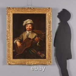 Le Guitariste Tableau Ancien Huile sur Toile Italie du XIXe Siècle Original